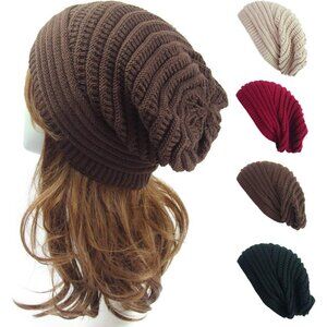 🆕Women's Brown Winter Knitted Loose Style Soft Comfortable Warm Skiing Beanies